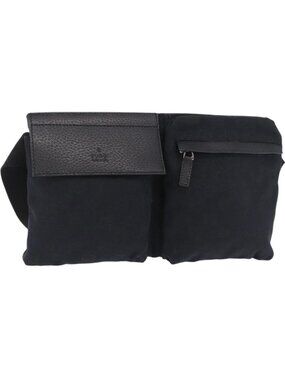 GUCCI GG Canvas Waist bag Black Silver 28566